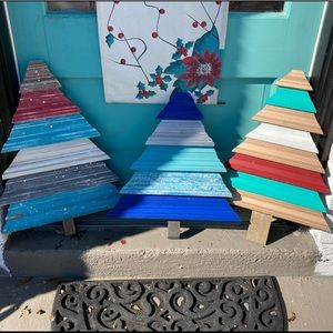 Christmas trees made from Reclaimed wood wall decor holiday